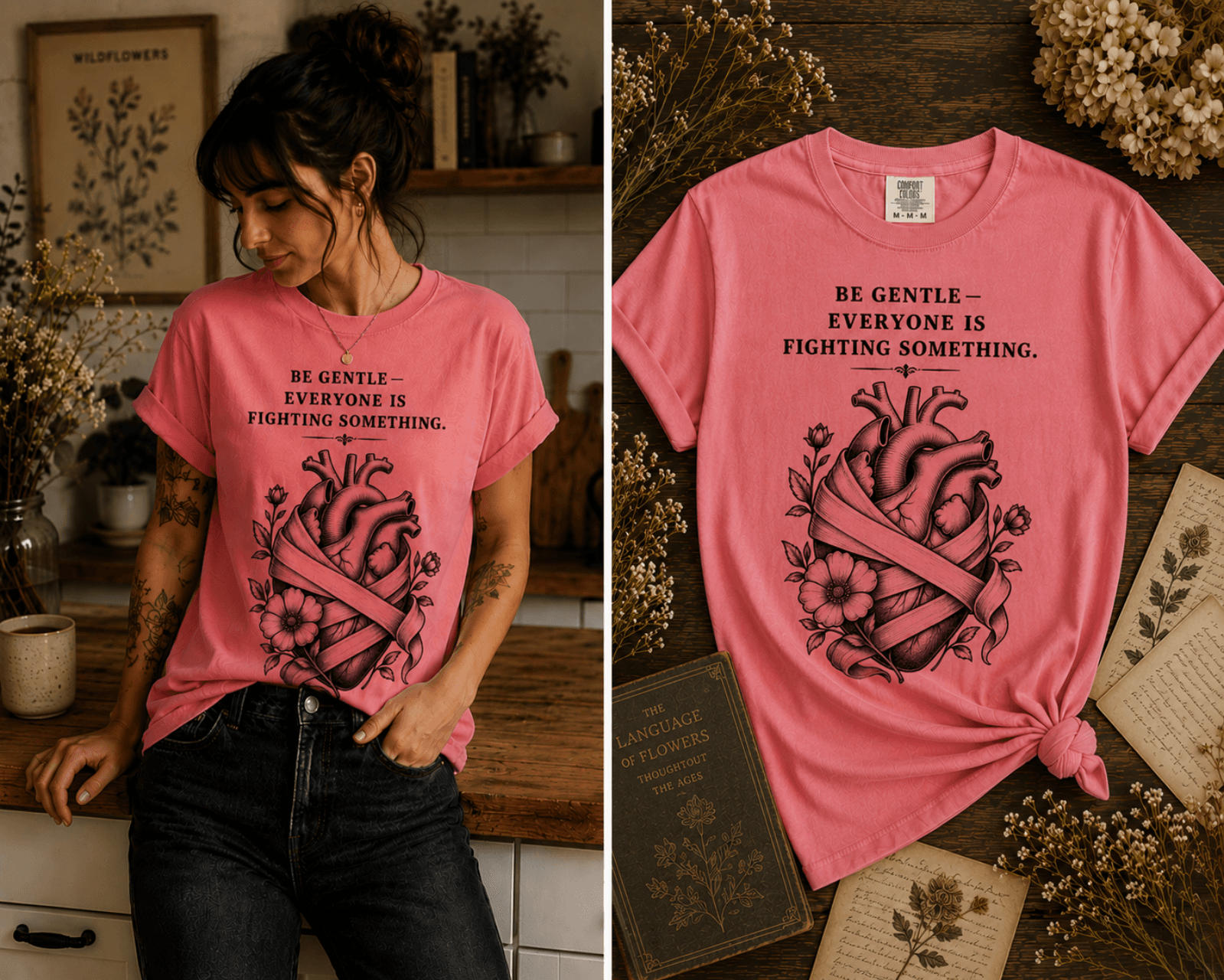 Be Gentle Tee | floral bandage design product image